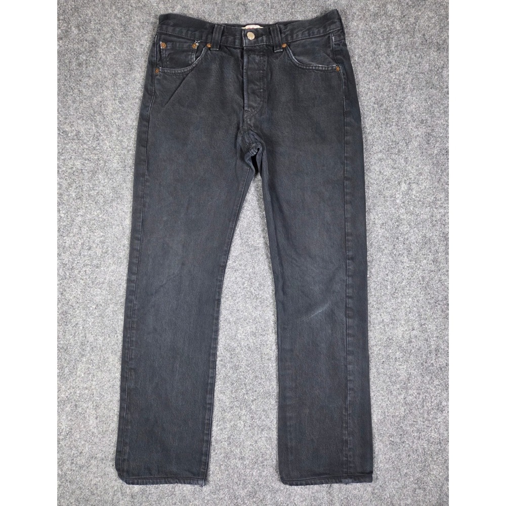 Levi's 501 Original Straight Leg Jeans Mens 30x32 Black Faded Button Fly Denim